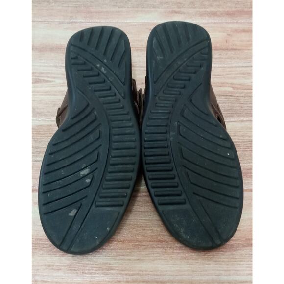 Men's Sandals Shoes Mexican Cklass Brown Leather Hook & Loop Size Size 9 - Picture 6 of 8